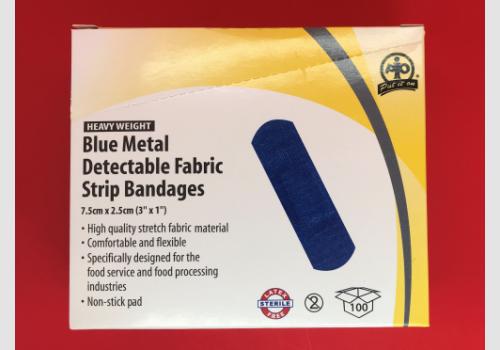 1" x 3" Bandages, Blue metal detectable,  (Box/100)